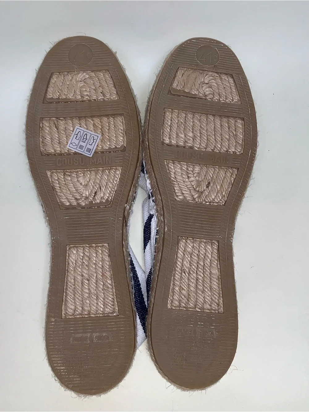 Cousu Main Striped Navy and White Espadrille Flats - Women’s 41 Beach Travel